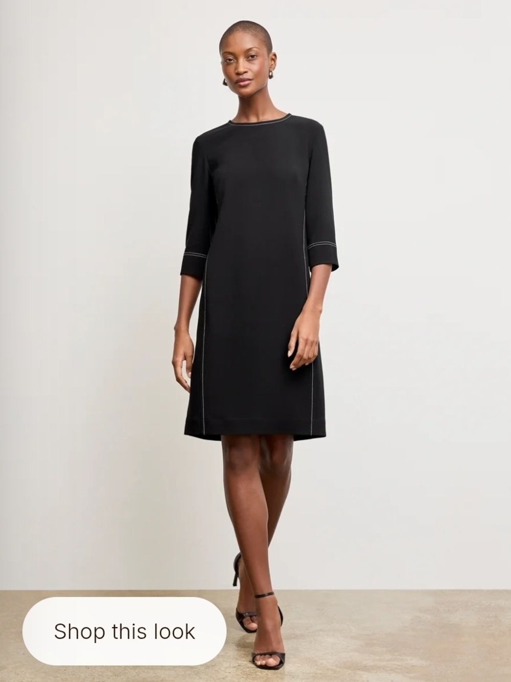 MM Lafleur Black Shift Dress with Contrast Topstitching - Size 16